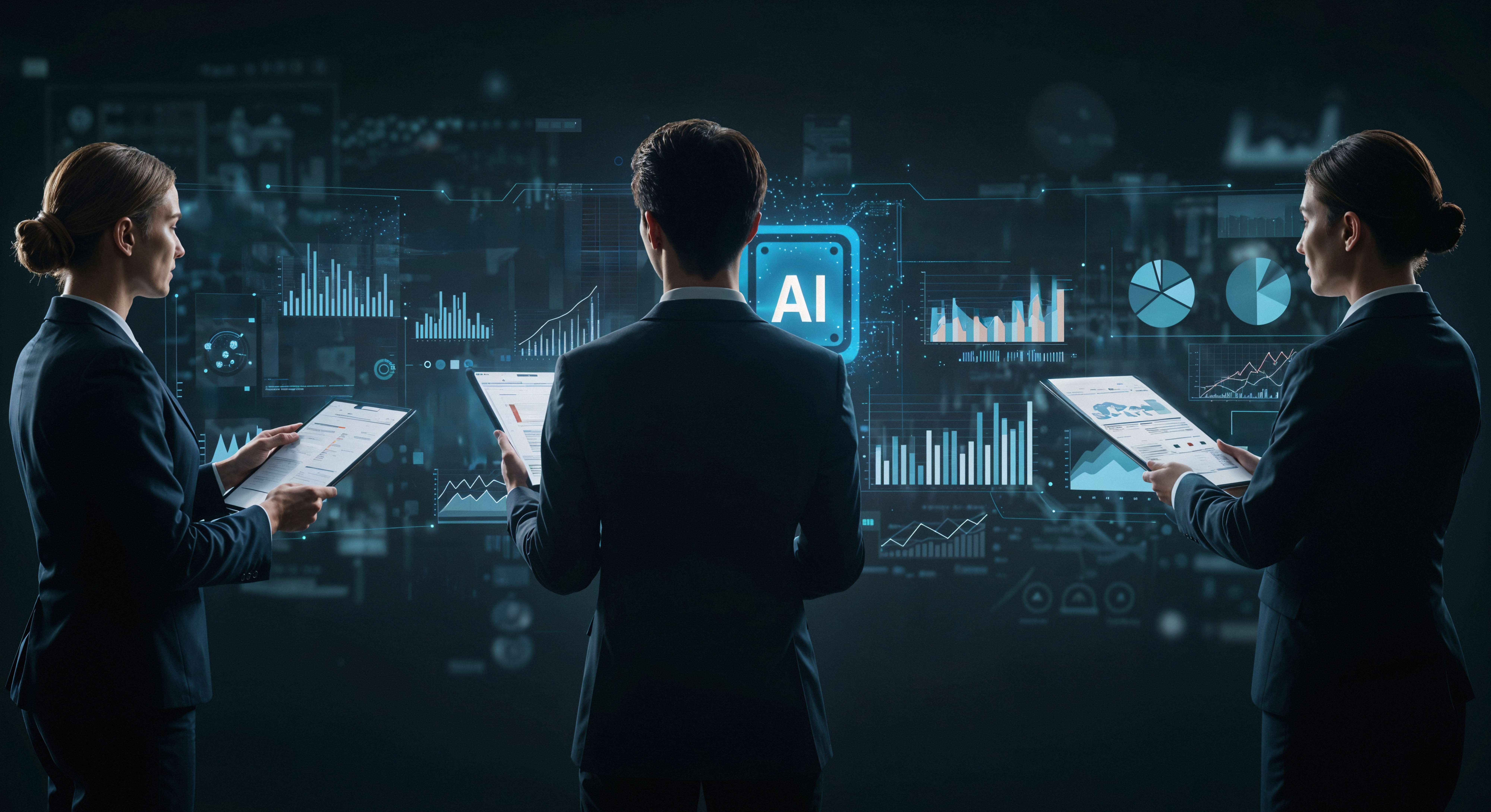 Financial market charts glowing on trading screens